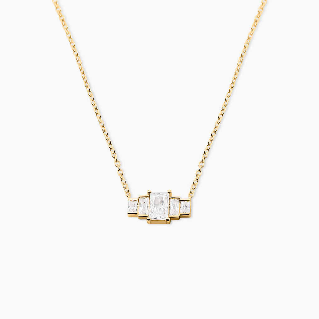 Collier Mireille Argent Dor&eacute; A L'Or 750/1000 Oxyde De Zirconium - Colliers avec pierres Femme | Marc Orian