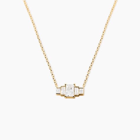 Collier Mireille Argent Dor&eacute; A L'Or 750/1000 Oxyde De Zirconium - Colliers avec pierres Femme | Marc Orian