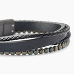 Bracelet Jourdan Cuir De Vache Noir H&eacute;matite - Bracelets cuir Homme | Marc Orian