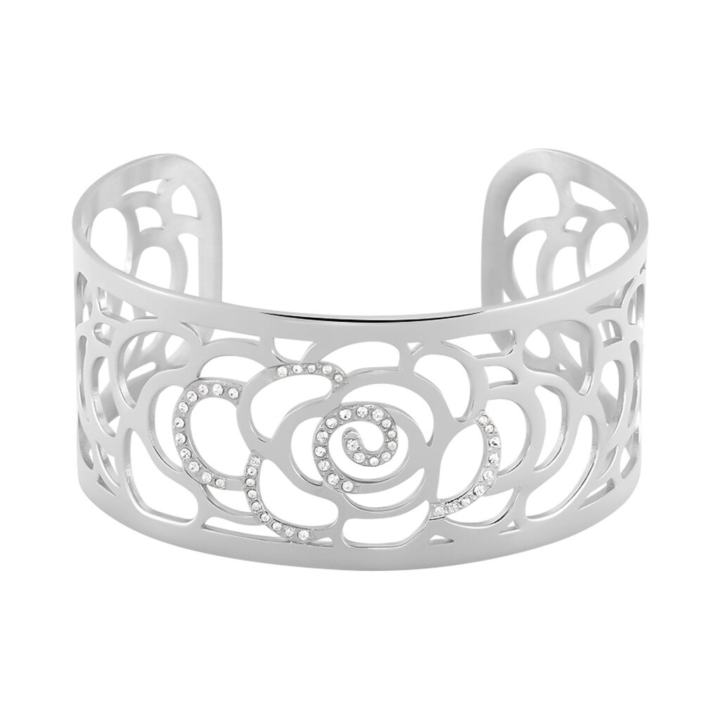 Bracelet Jonc Meyline Acier Blanc Strass - Bracelets joncs Femme | Marc Orian