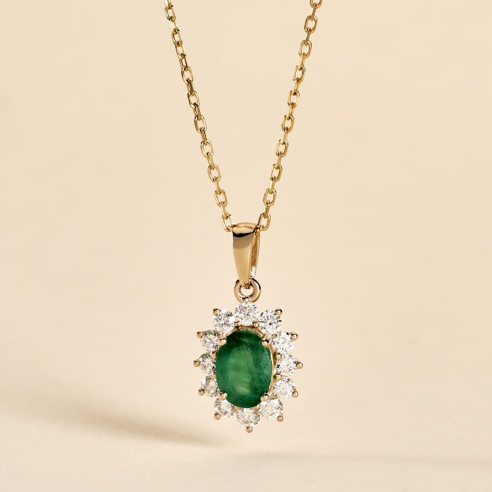 Pendentif Or Jaune Emeraude Diamants - Pendentifs Femme | Marc Orian