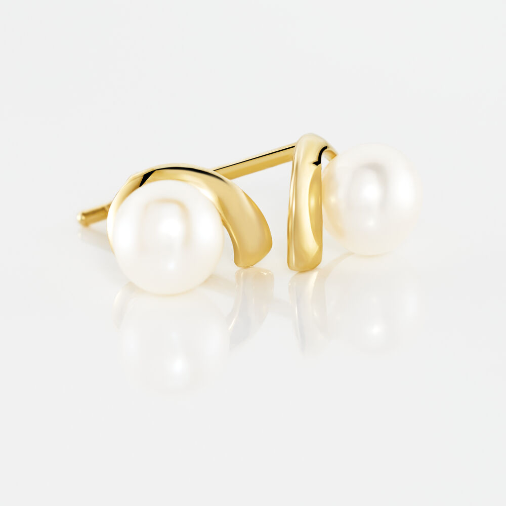 Boucles D'oreilles Puces Odelle Or Jaune Perle De Culture - Puces Femme | Marc Orian