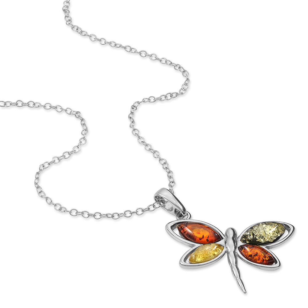 Collier Libellule Argent Blanc Ambre - Colliers avec pierres Femme | Marc Orian