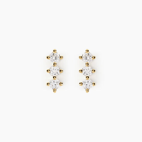 Boucles D'oreilles Puces Graziano Or Jaune Diamant Synth&eacute;tique - Boucles d'oreilles mariage Femme | Marc Orian