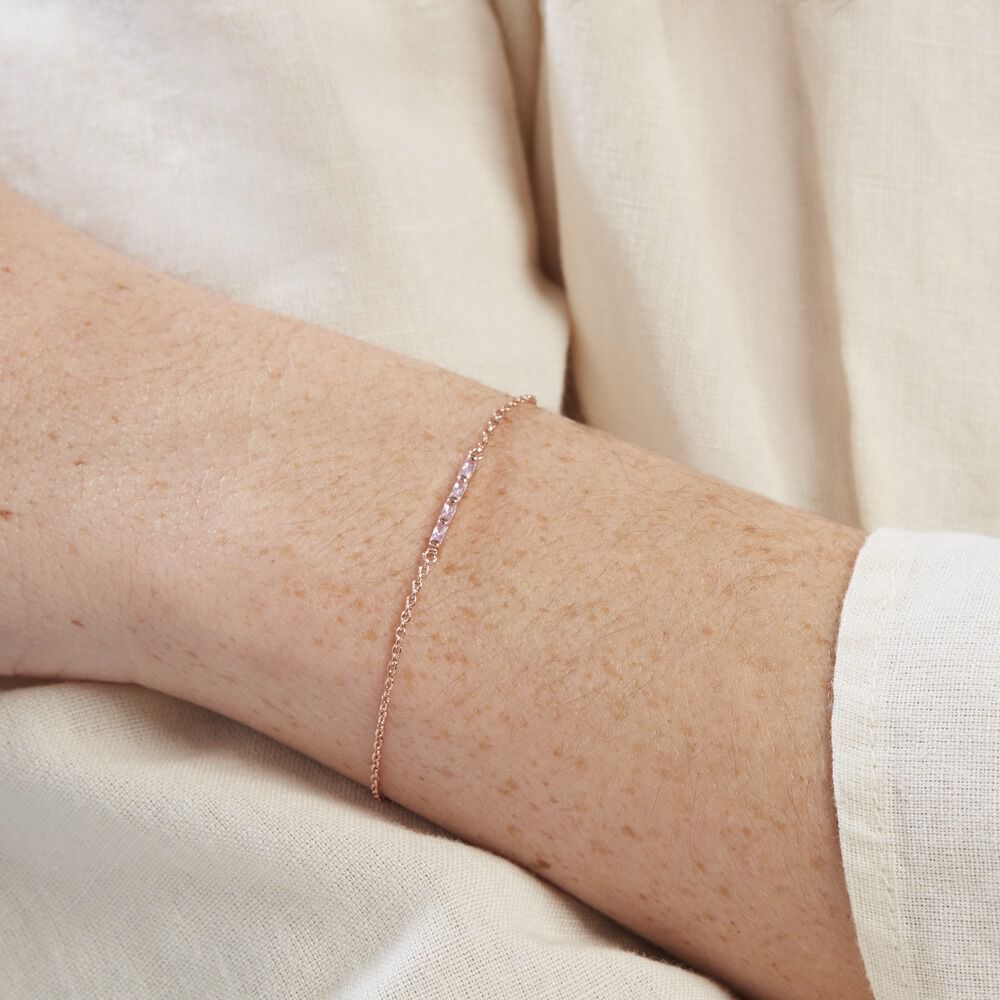 Bracelet Andrew Argent Rose Oxyde De Zirconium Rose - Bracelets chaînes Femme | Marc Orian