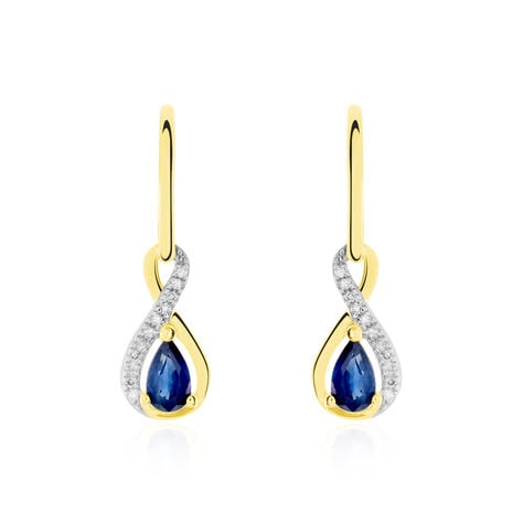 Boucles D'oreilles Danaides Or Jaune Saphir Diamant Diamant - Pendantes Femme | Marc Orian