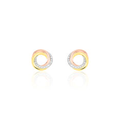 Boucles D'oreilles Puces Tiara Or Tricolore Diamant - Clous d'oreilles Femme | Marc Orian