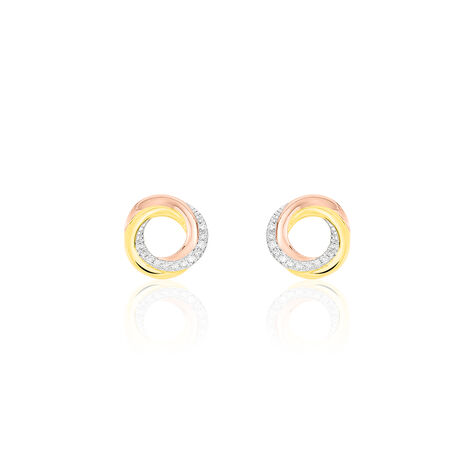 Boucles D'oreilles Puces Tiara Or Tricolore Diamant - Clous d'oreilles Femme | Marc Orian