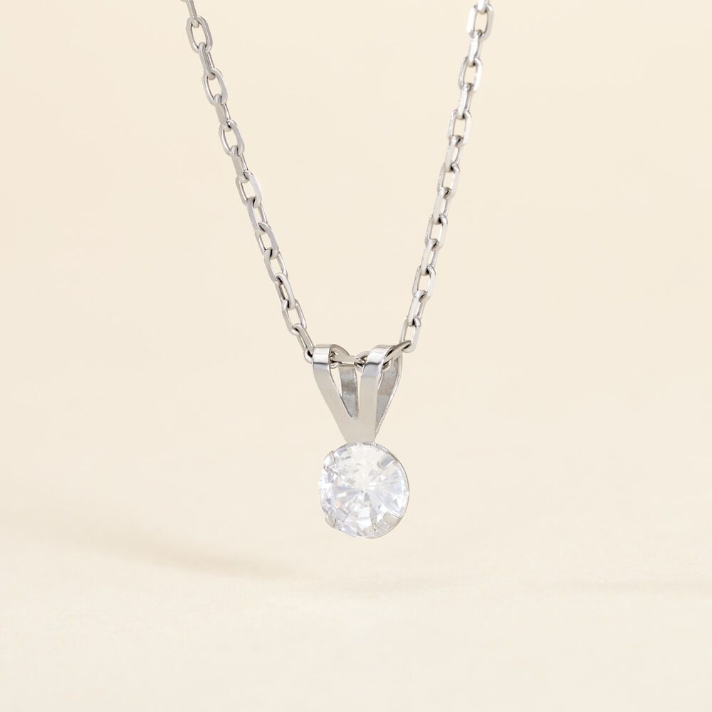 Pendentif Mabila Or Blanc Oxyde De Zirconium - Pendentifs Femme | Marc Orian
