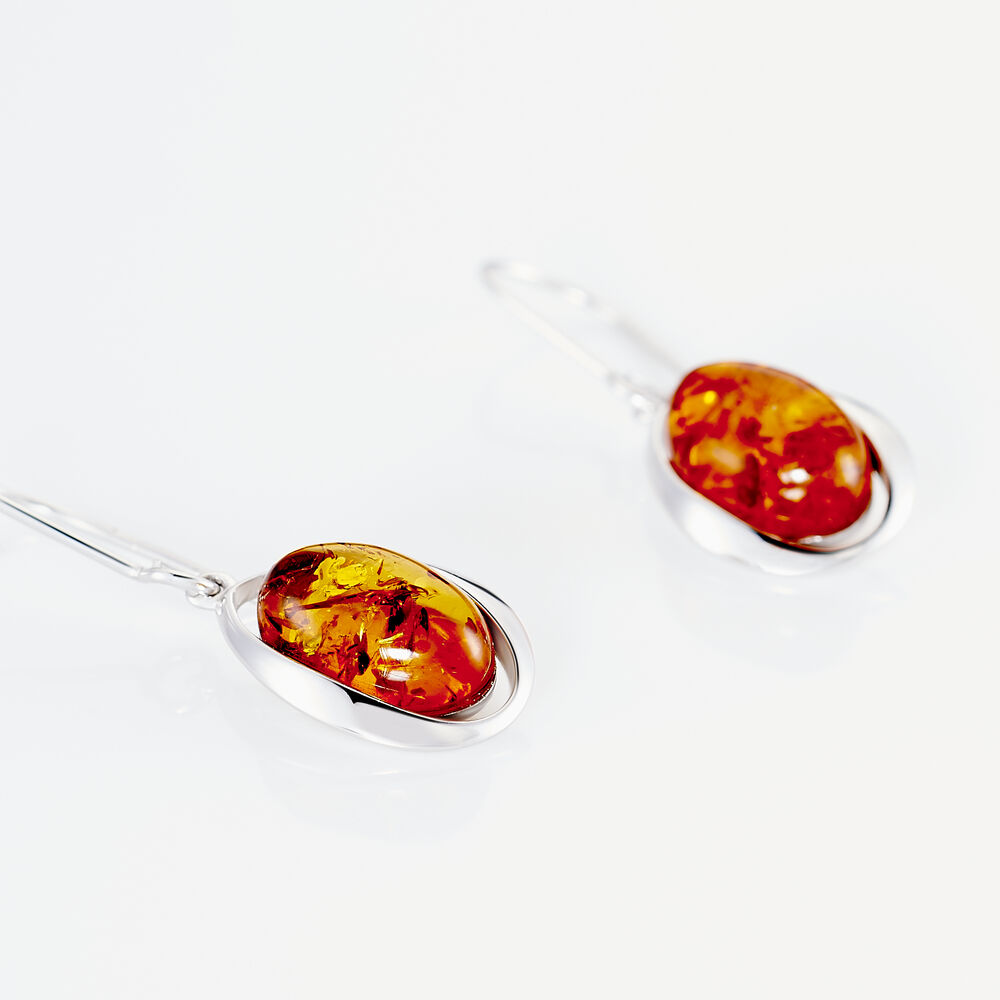 Boucles D'oreilles Pendantes Hilda Argent Blanc Ambre - Pendantes Femme | Marc Orian