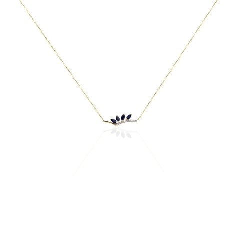 Collier Navette Or Jaune Saphir Diamant - Colliers avec pierres Femme | Marc Orian