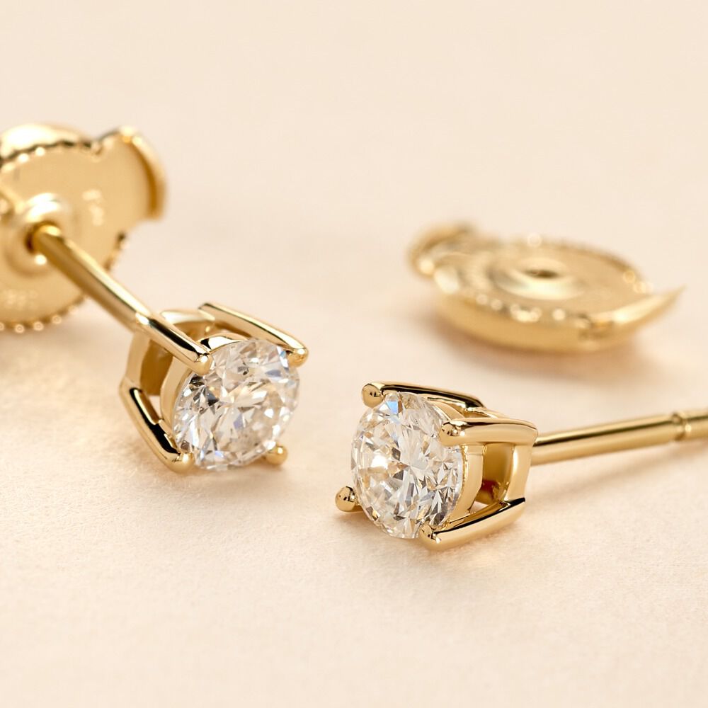 Boucles D'oreilles Puces Or Jaune Aphrodite Diamants - Puces Femme | Marc Orian