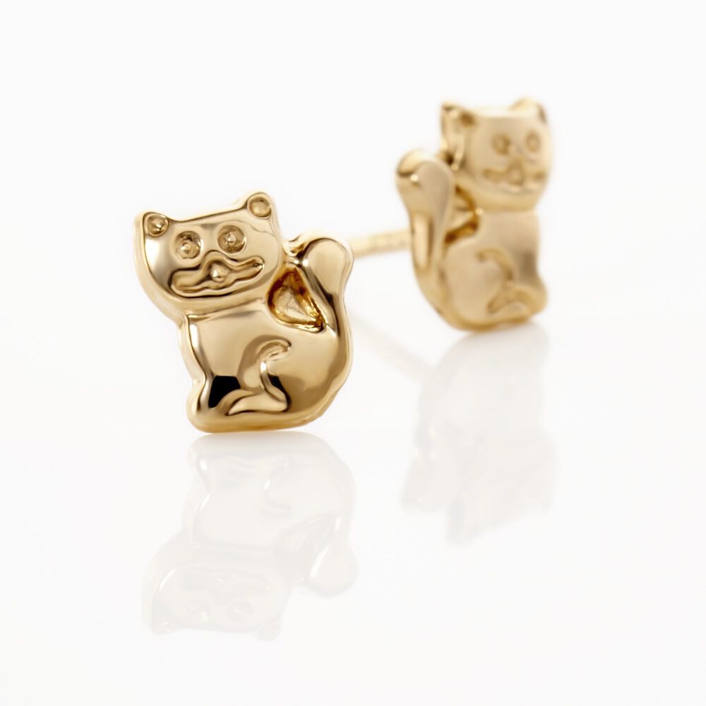 Boucles D'oreilles Puces Florenta Chat Or Jaune - Puces Enfant | Marc Orian