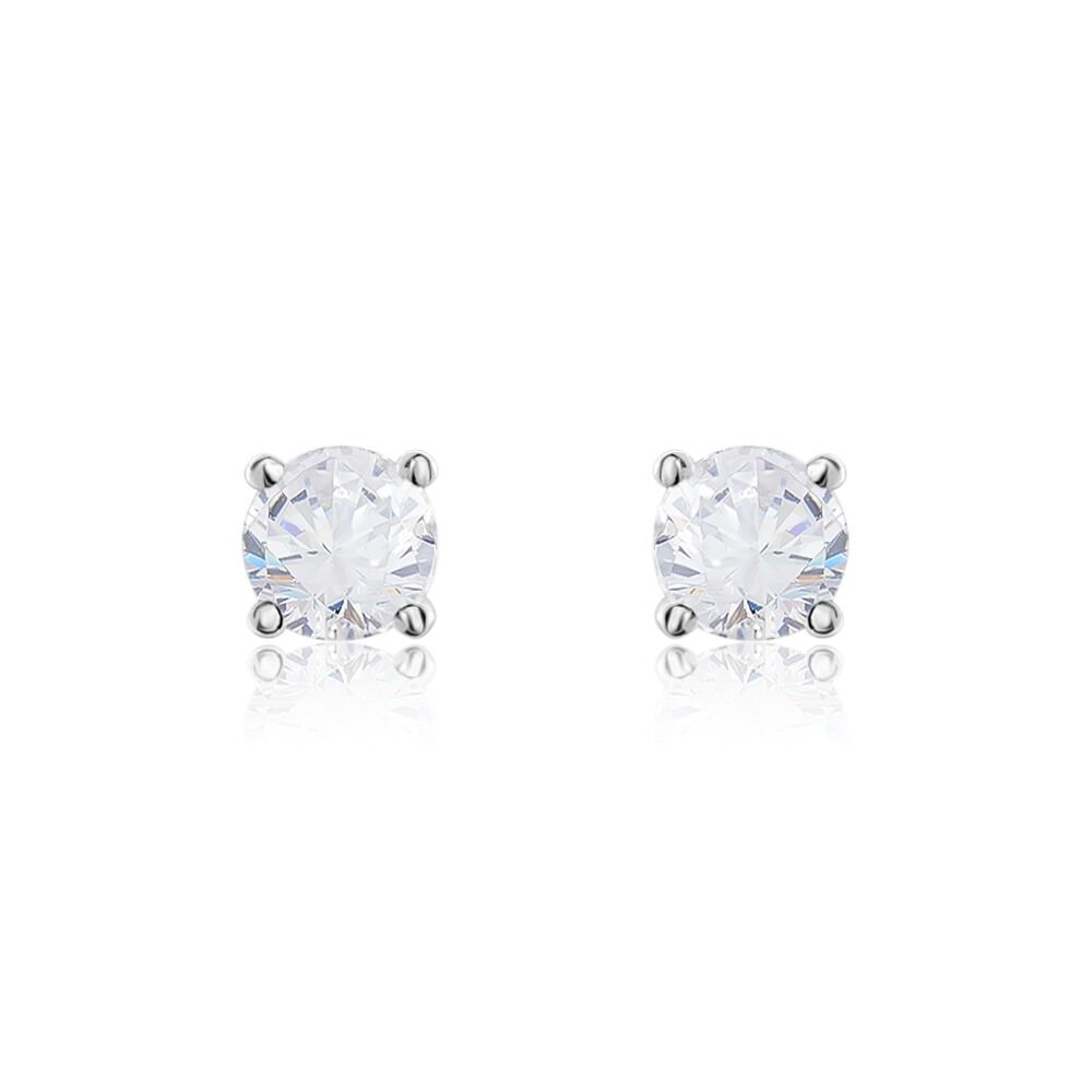 Boucles D'oreilles Puces Victoria Or Blanc Diamant - Puces Femme | Marc Orian