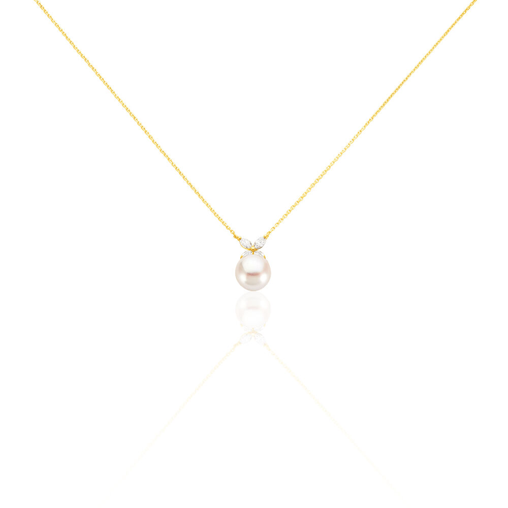 Collier Norah Or Jaune Perle De Culture Et Oxyde De Zirconium - Colliers avec pierres Femme | Marc Orian