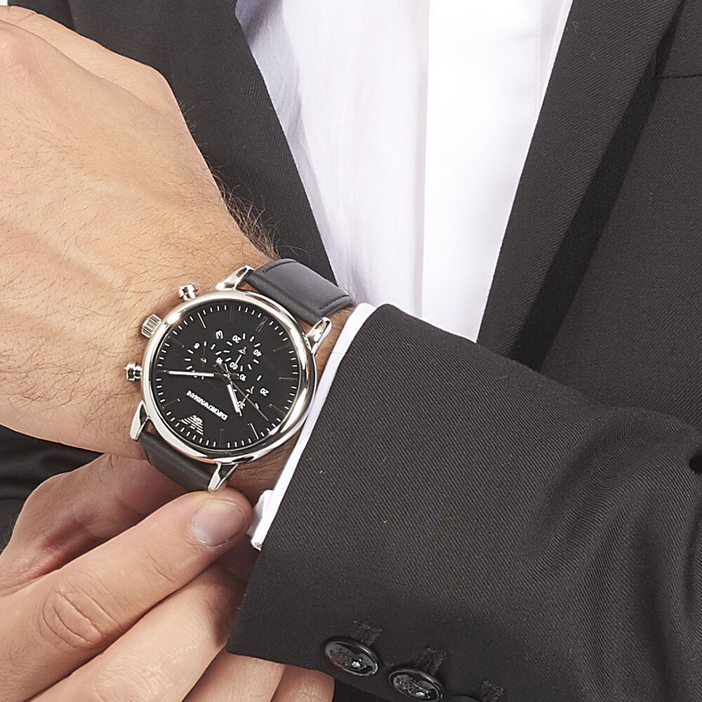 Montre armani noir best sale homme