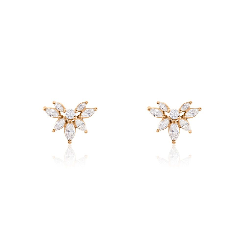 Boucles D'oreilles Puces Davena Argent Rose Oxyde De Zirconium - Puces Femme | Marc Orian