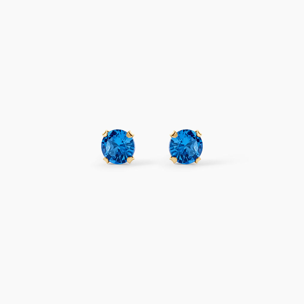 Boucles D'oreilles Puces Carin Serti Griffe 3 Or Jaune Oxyde - Puces Femme | Marc Orian
