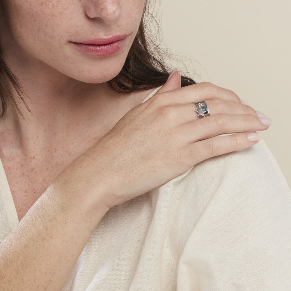 Bague Vaihere Argent Blanc - Bagues grosses Femme | Marc Orian