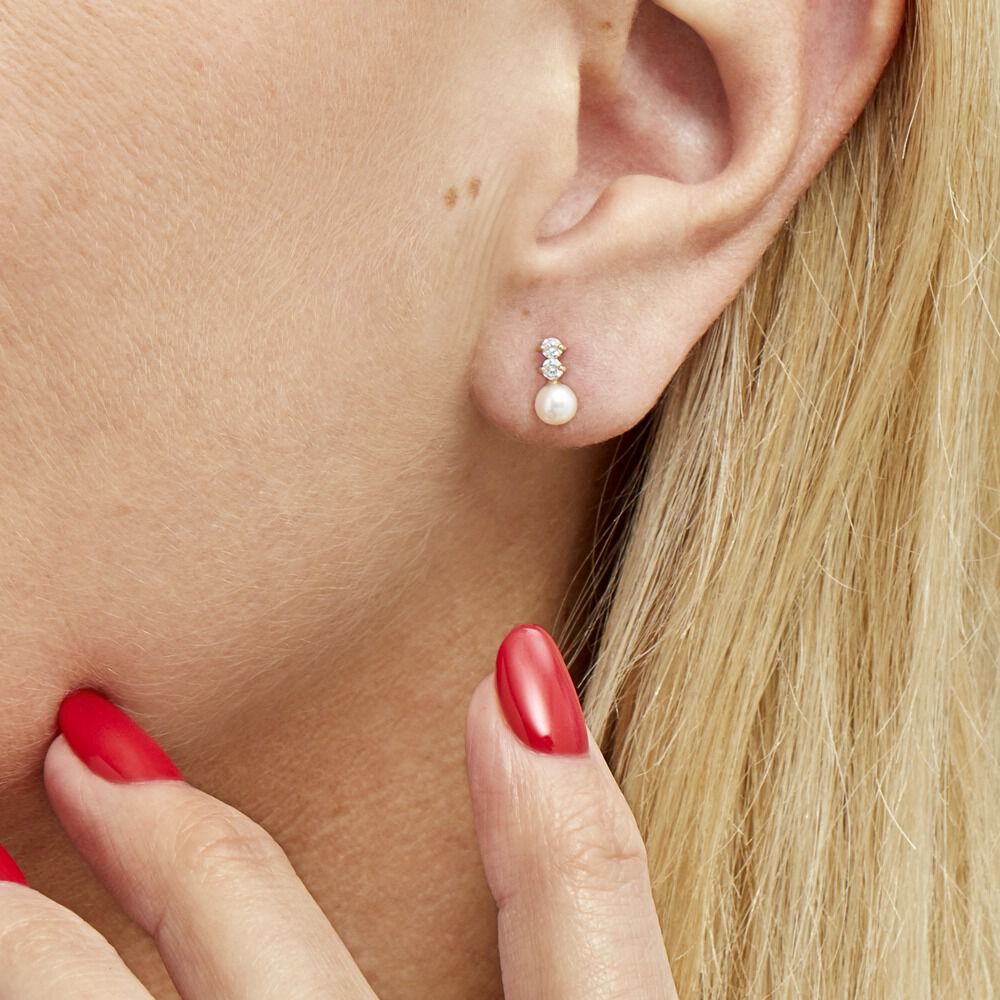 Boucles D'oreilles Pendantes Taima Or Jaune Perle De Culture - Pendantes Femme | Marc Orian