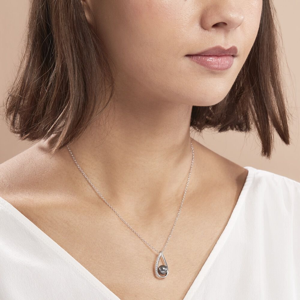 Collier Polynesie Argent Blanc Perle D'imitation Et Oxyde De Zirconium - Colliers avec pierres Femme | Marc Orian