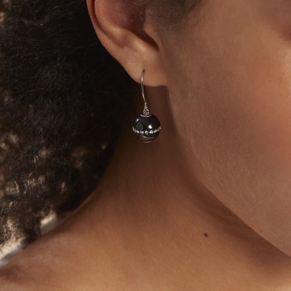 Boucles D'oreilles Pendantes Nina Cera Argent  Strass Et Céramique - Pendantes Femme | Marc Orian