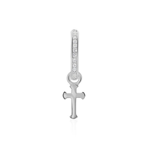 Cr&eacute;ole Unitaire Ancelin Rondes Argent Blanc Oxyde De Zirconium - Piercings d'oreilles Femme | Marc Orian