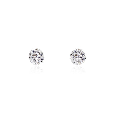 Boucles D'oreilles Puces Fidelia Boule Or Jaune Boules Cristal - Puces Femme | Marc Orian