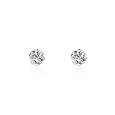 Boucles D'oreilles Puces Fidelia Boule Or Jaune Boules Cristal - Clous d'oreilles Femme | Marc Orian