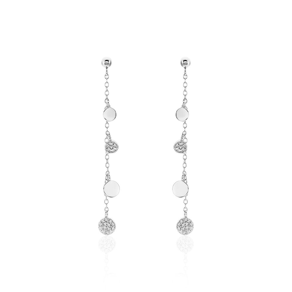 Boucles D'oreilles Pendantes Lorainne Argent Blanc Oxyde De Zirconium - Pendantes Femme | Marc Orian
