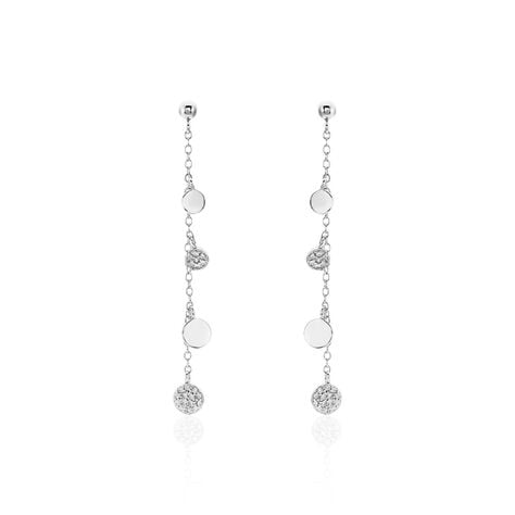 Boucles D'oreilles Pendantes Lorainne Argent Blanc Oxyde De Zirconium - Pendantes Femme | Marc Orian