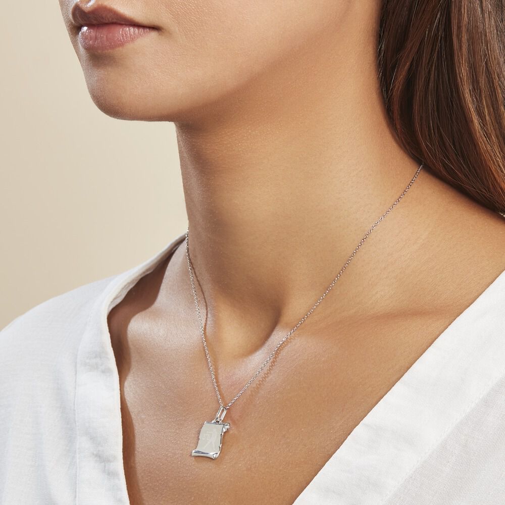 Pendentif Zodiaque Parchemin Argent Blanc - Bijoux personnalisés Famille | Marc Orian