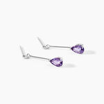 Boucles D'oreilles Pendantes Goutte Or Blanc Amethyste - Pendantes Femme | Marc Orian