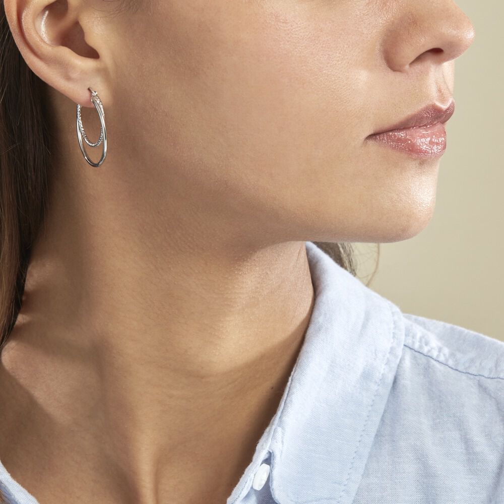 Créoles Argent Blanc Marjorie - Créoles Femme | Marc Orian
