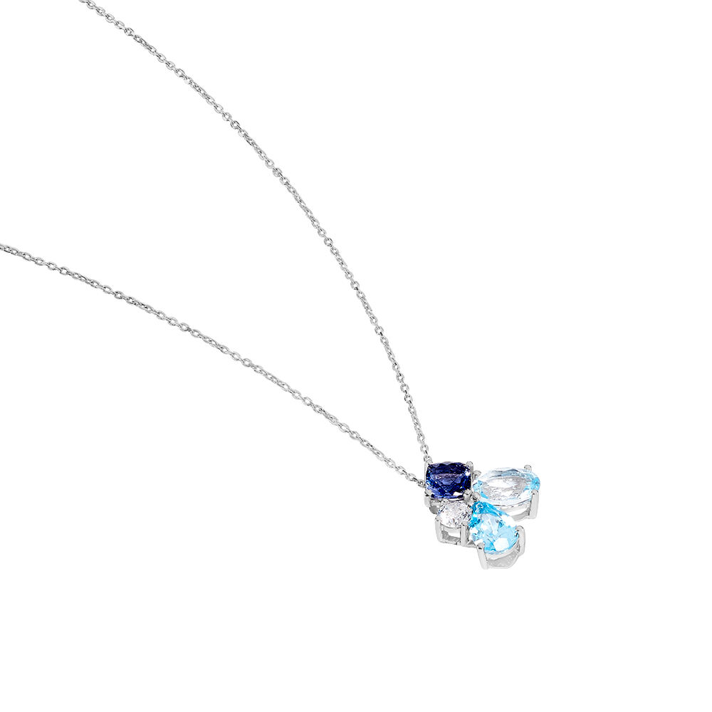 Collier Doryne Or Blanc Topaze Et Oxyde De Zirconium - Colliers avec pierres Femme | Marc Orian