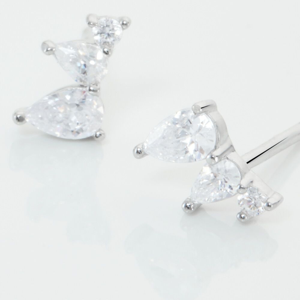 Boucles D'oreilles Puces Anya Argent Blanc Oxyde De Zirconium - Puces Femme | Marc Orian