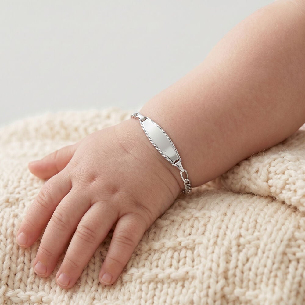 Bracelet Identit&eacute; Bartolomee Maille Alternee 1/3 Or Blanc - Gourmettes Enfant | Marc Orian