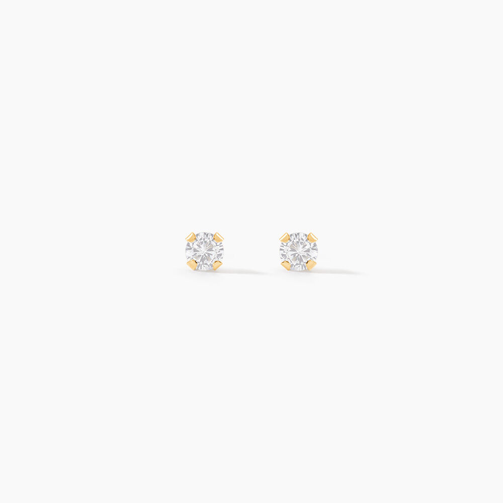 Boucles D'oreilles Puces Pepita Or Jaune Oxyde De Zirconium - Puces Famille | Marc Orian