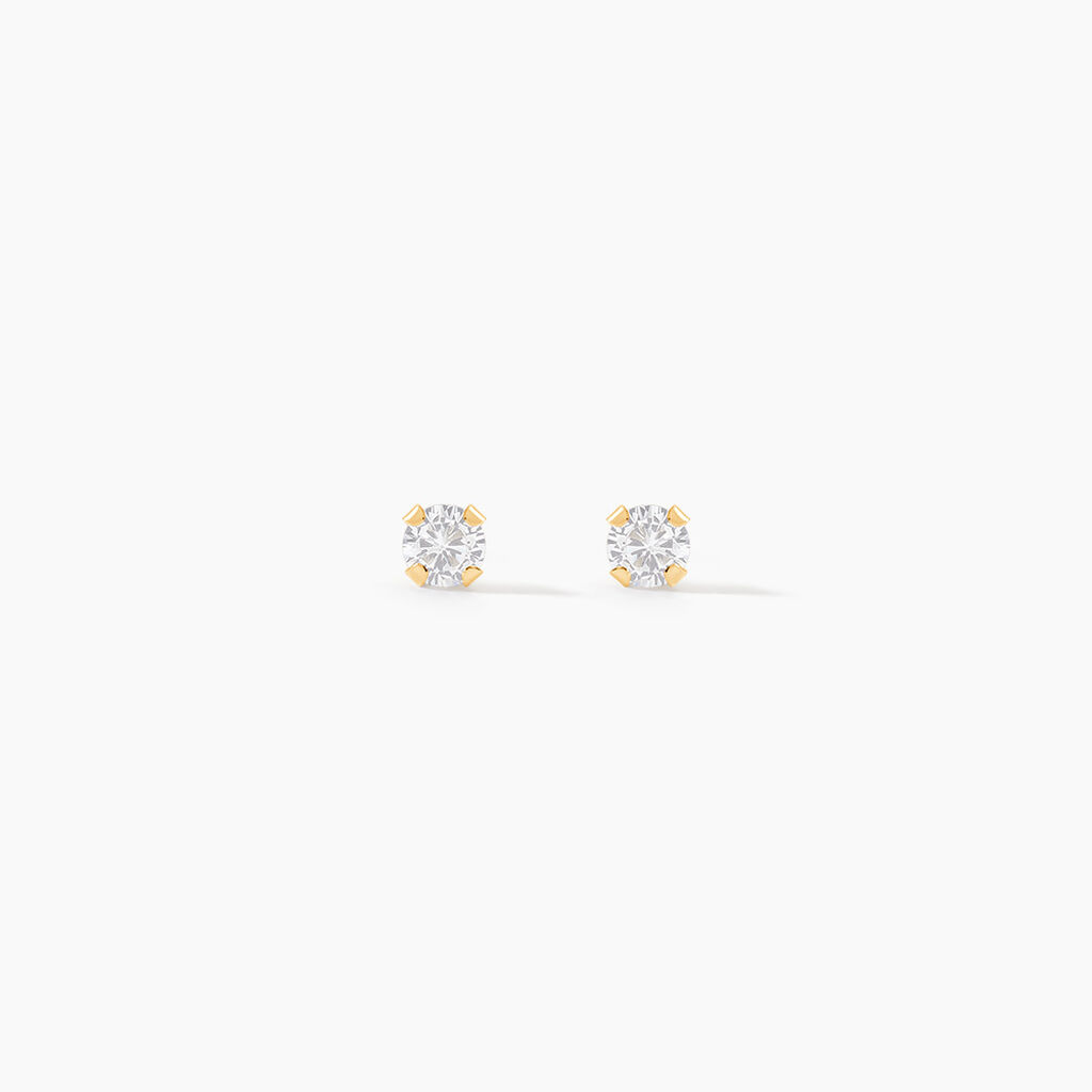 Boucles D'oreilles Puces Pepita Or Jaune Oxyde De Zirconium - Puces Famille | Marc Orian