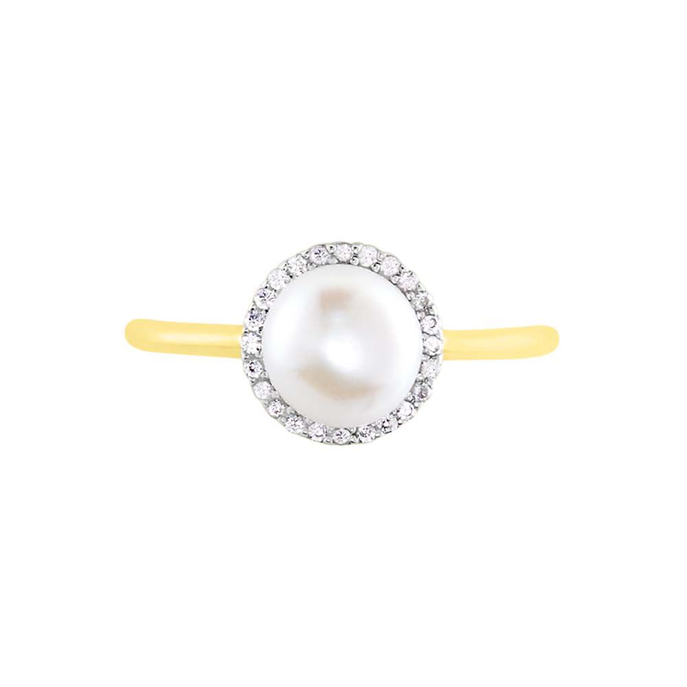 Bague Or Jaune Sibell Perle De Culture Et Oxydes De Zirconium - Bagues de promesse Femme | Marc Orian