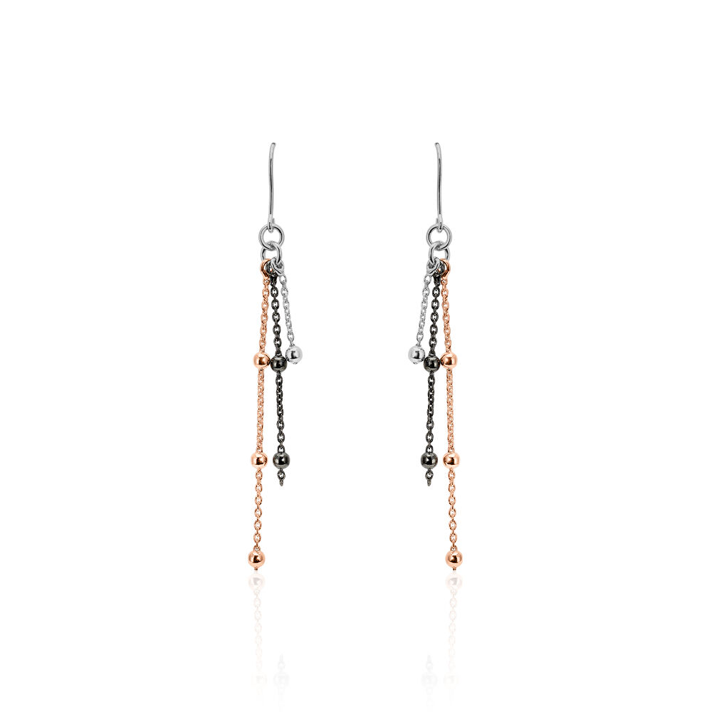 Boucles D'oreilles Pendantes Anfel Argent Tricolore - Pendantes Femme | Marc Orian