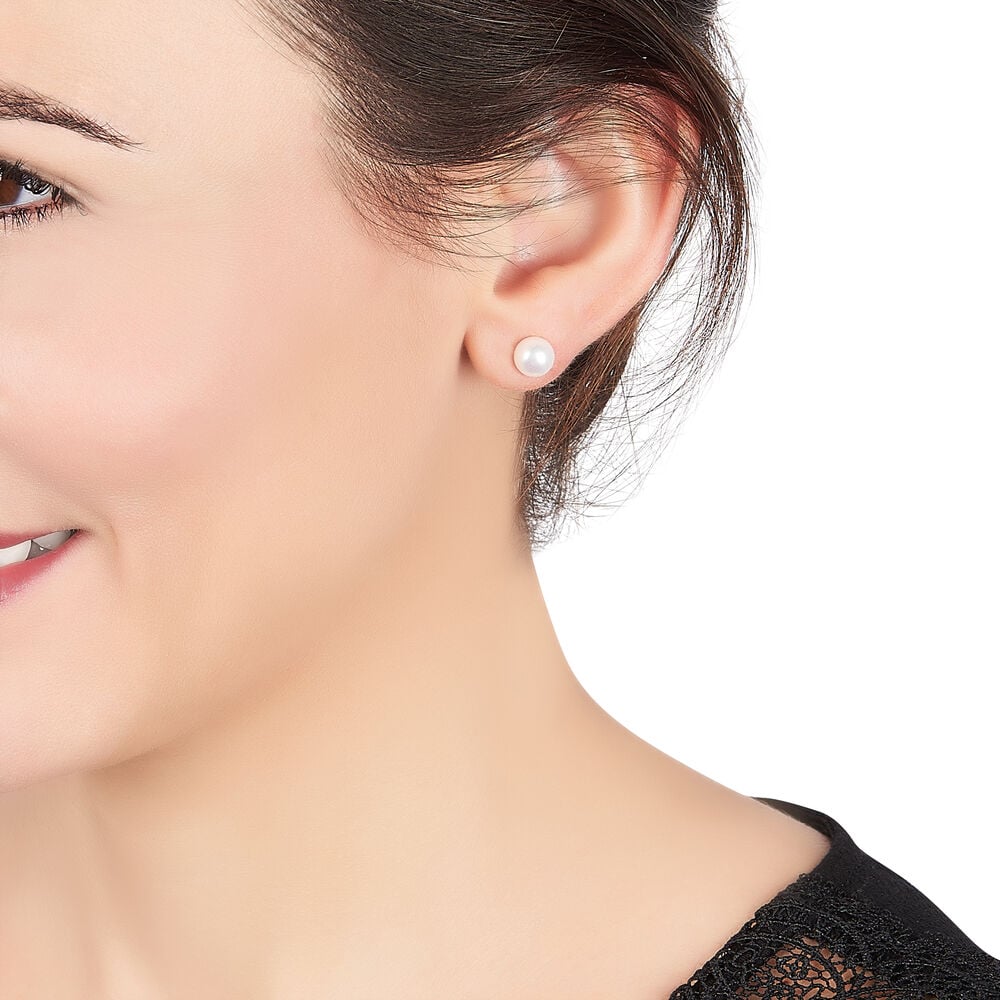 Boucles D'oreilles Puces Kesya Nacres Bouton Or Jaune Perle De Culture - Puces Femme | Marc Orian