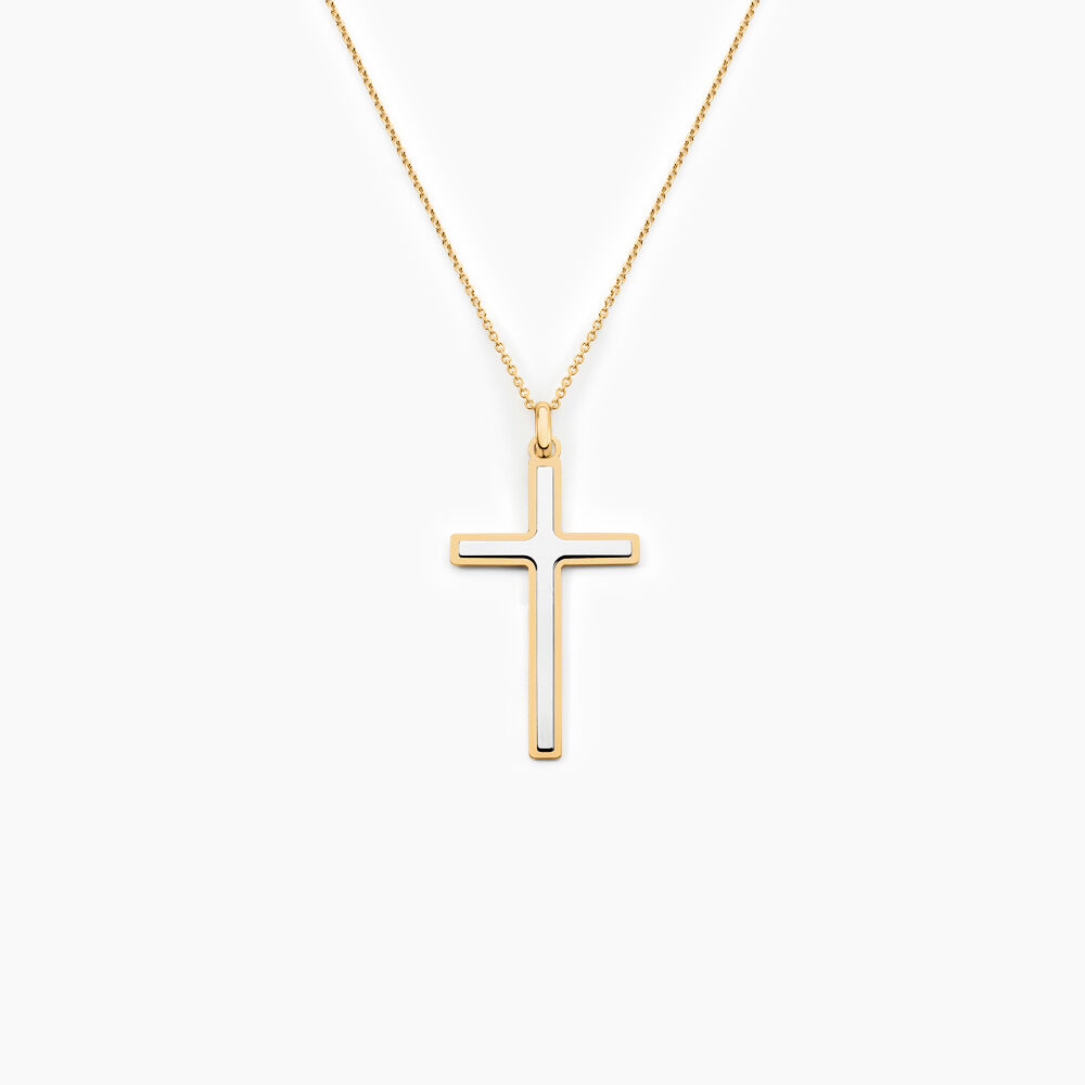 Pendentif Casey Croix Or Bicolore - Pendentifs Famille | Marc Orian