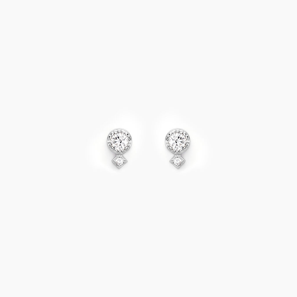 Boucles D'oreilles Puces Jill Argent Blanc Oxyde De Zirconium - Puces Femme | Marc Orian