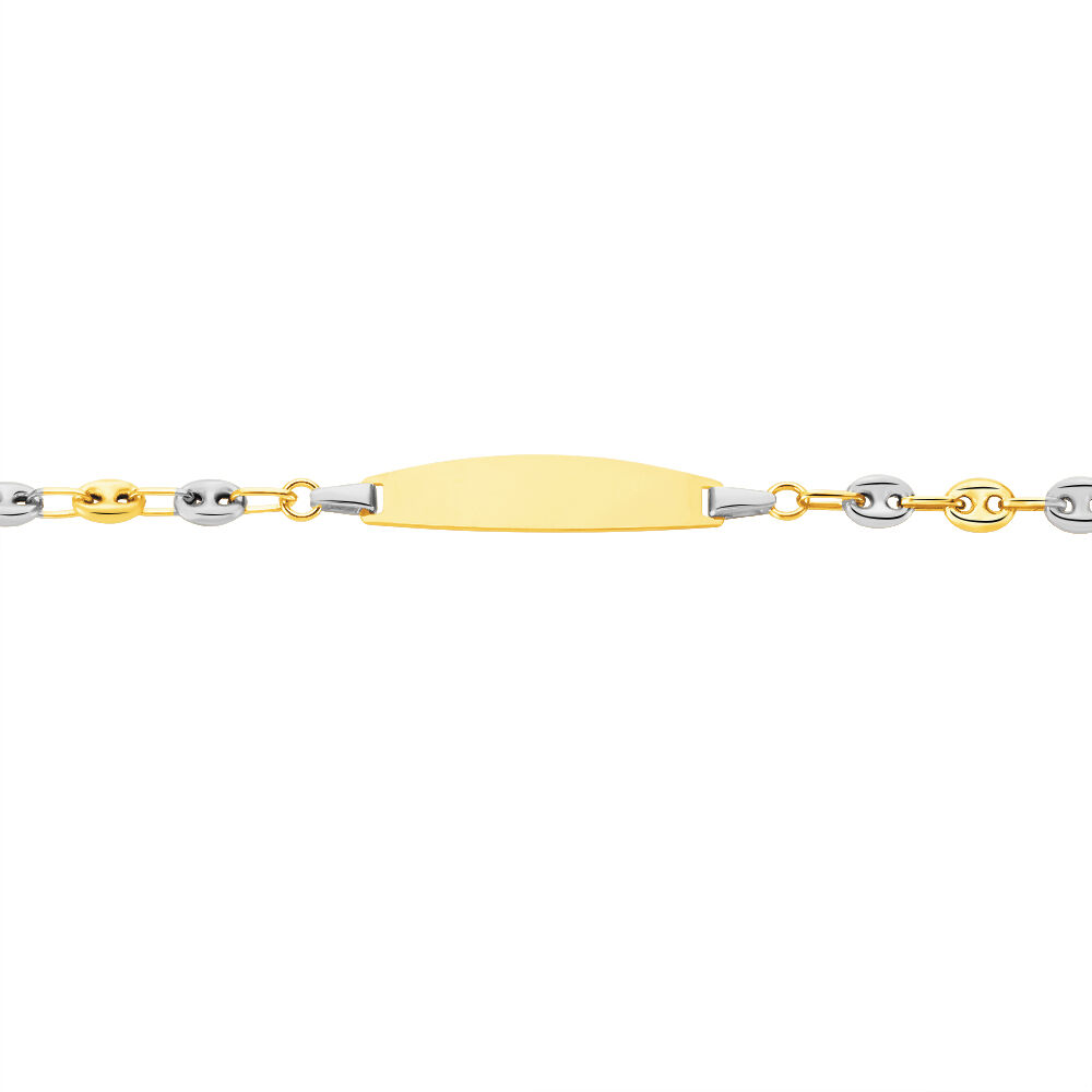 Bracelet Identité Evin Maille Grain De Cafe Or Bicolore - Gourmettes Enfant | Marc Orian