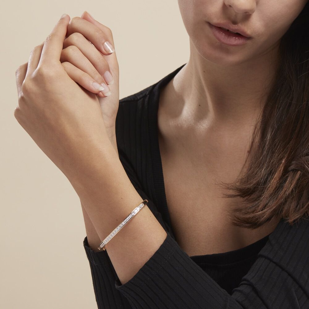 Bracelet Jonc Frieda Plaqué Or Jaune Oxyde De Zirconium - Bracelets joncs Femme | Marc Orian