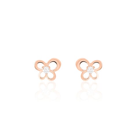 Boucles D'oreilles Puces Eleanor Fleur Or Rose Oxyde De Zirconium - Puces Femme | Marc Orian