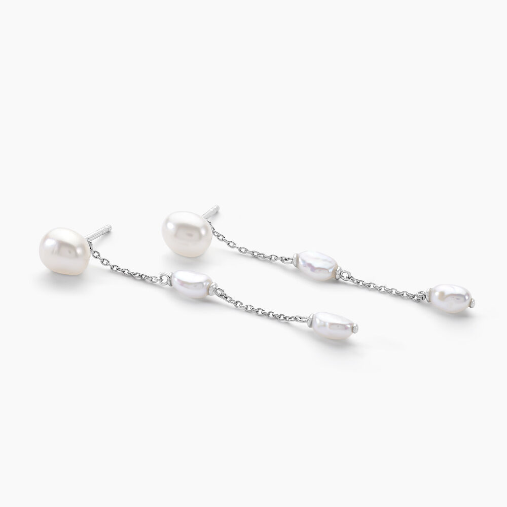 Boucles D'oreilles Pendantes Yuna Argent Blanc Perle De Culture - Pendantes Femme | Marc Orian