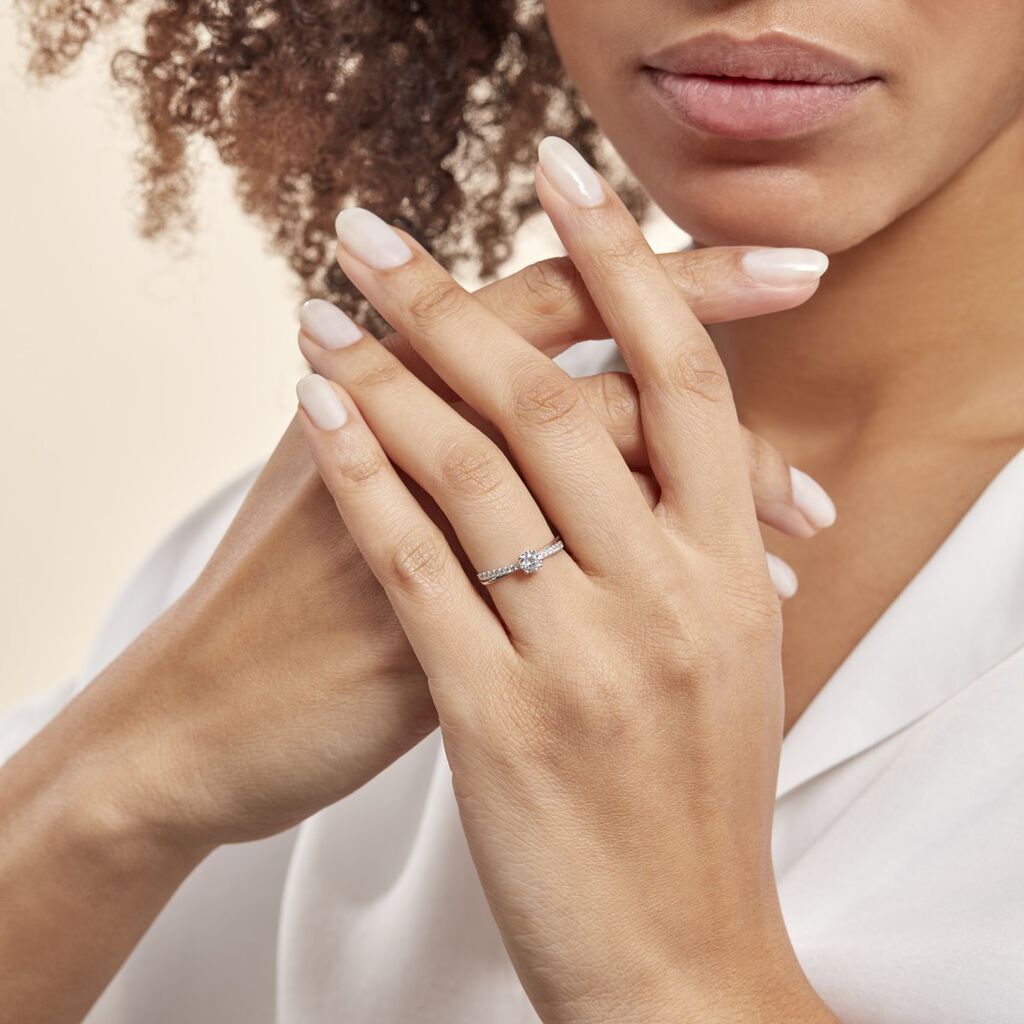 Bague Solitaire Kanel Or Blanc Oxyde De Zirconium - Bagues Solitaire Femme | Marc Orian
