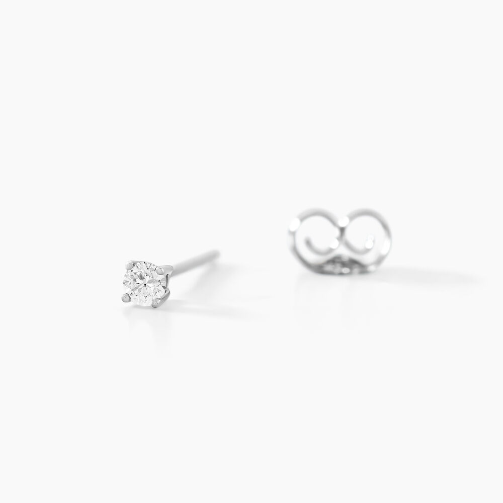 Boucles D'oreilles Puces Aphrodite Or Blanc Diamant - Puces Famille | Marc Orian